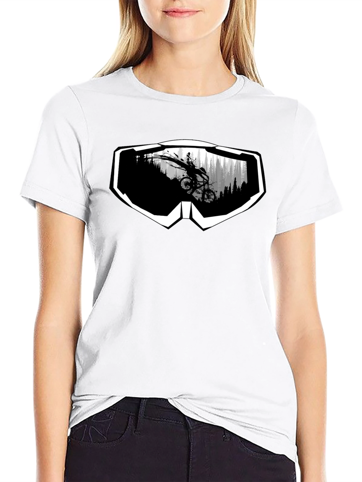 Mountain Bike Goggles Graphic Tee - Black