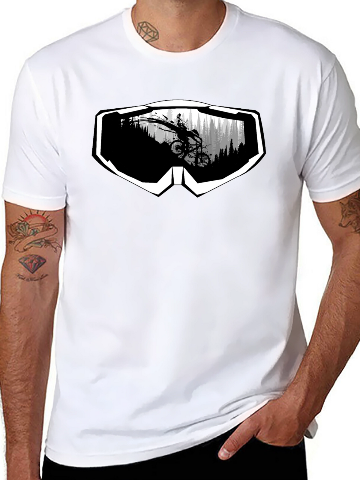 Mountain Bike Goggles Graphic Tee - Black