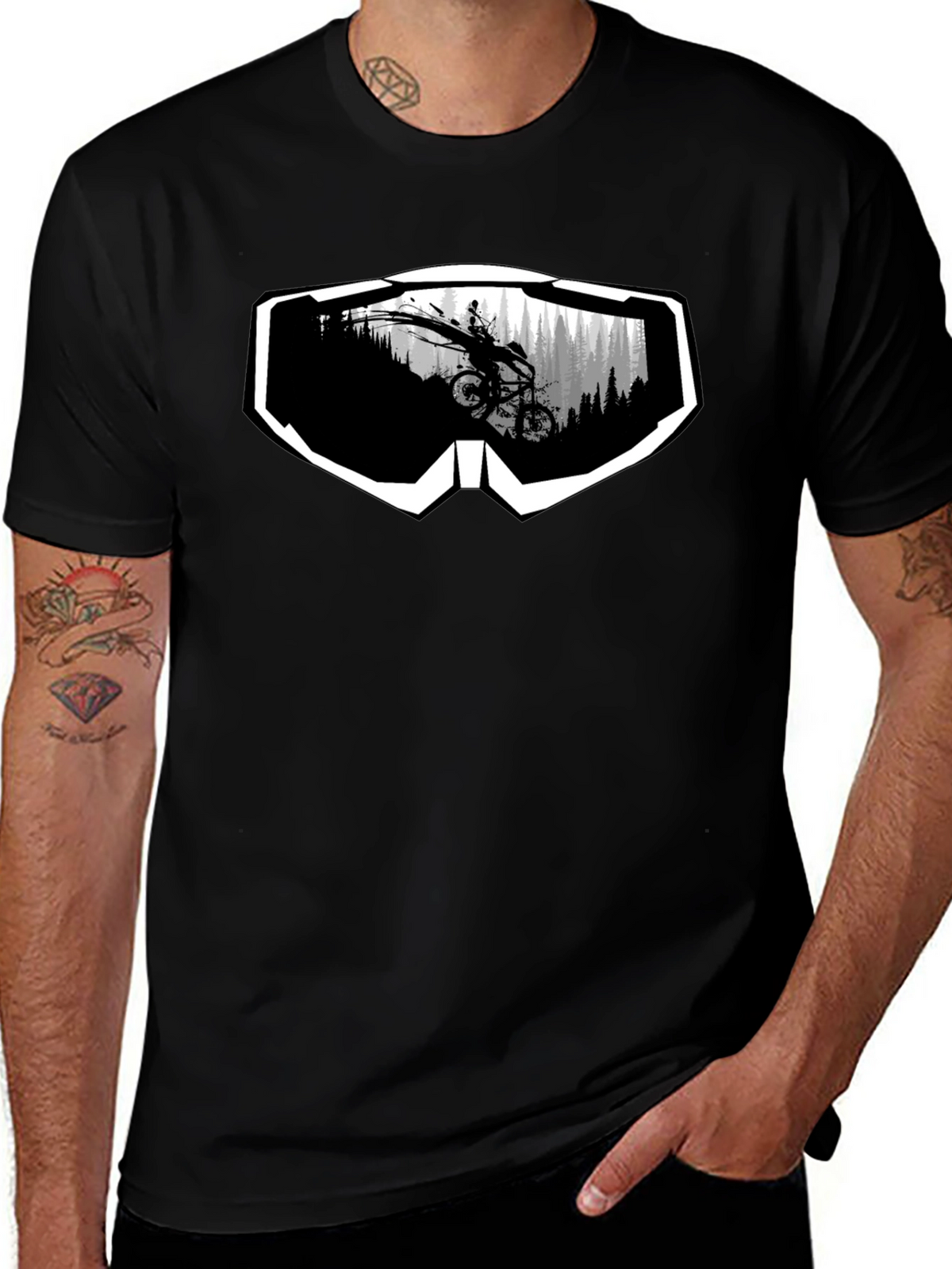 Mountain Bike Goggles Graphic Tee - Black