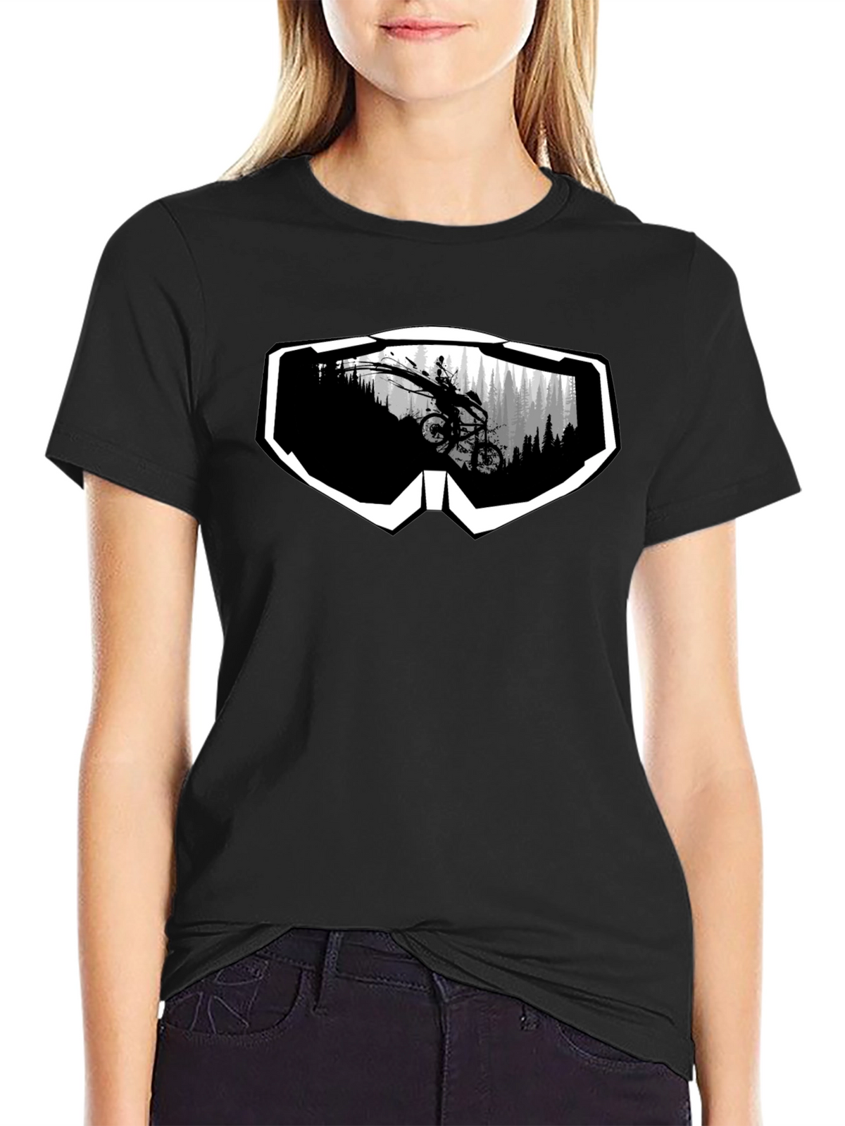 Mountain Bike Goggles Graphic Tee - Black