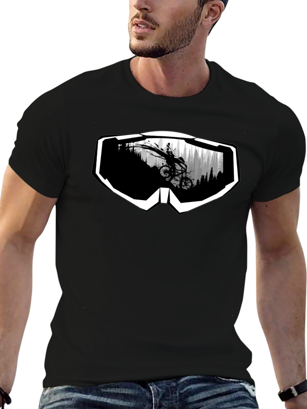 Mountain Bike Goggles Graphic Tee - Black