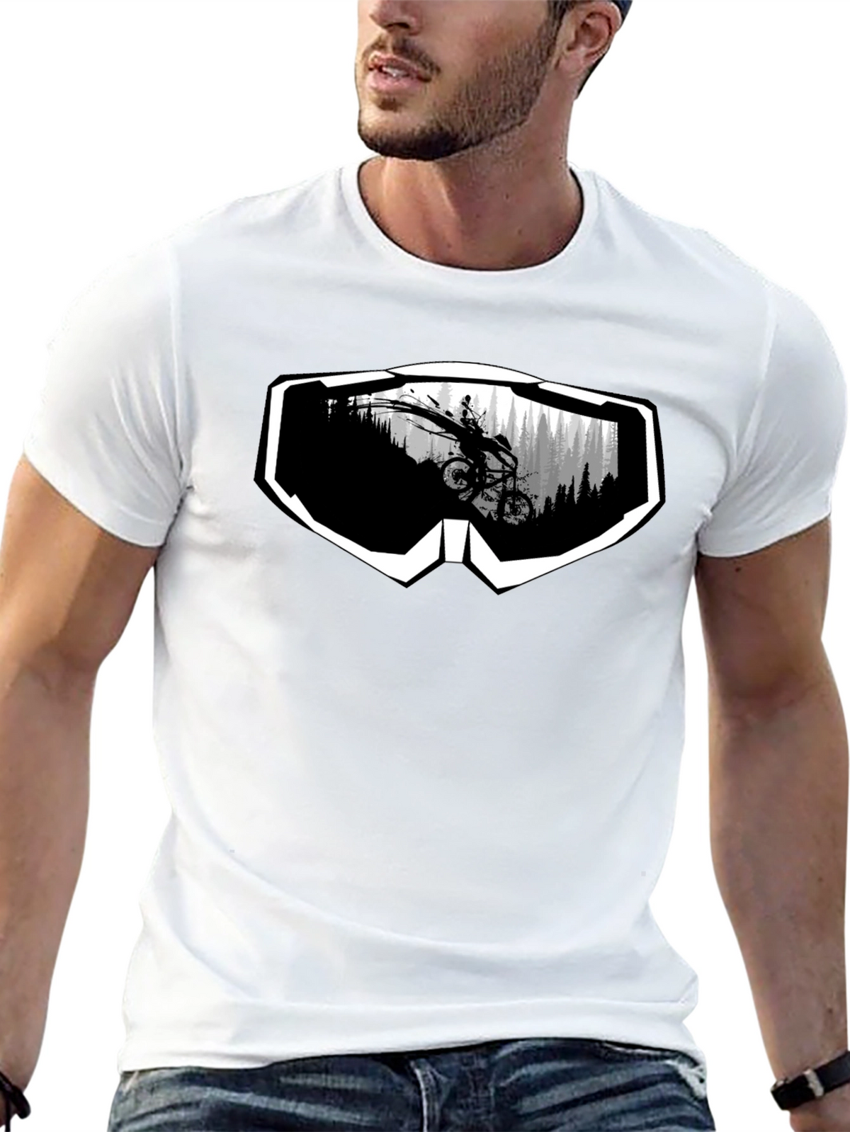 Mountain Bike Goggles Graphic Tee - Black