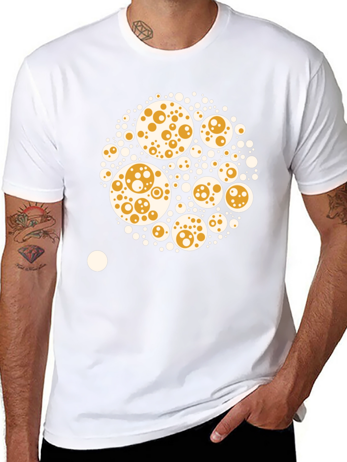 Abstract Circle Print Black Cotton Tee