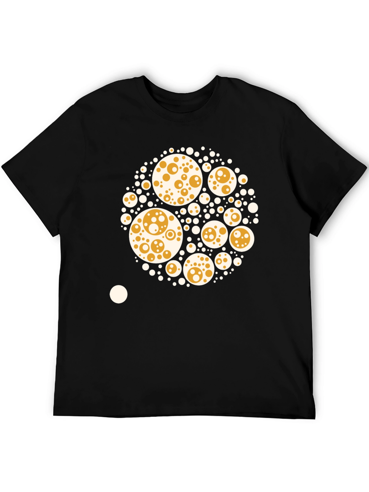Abstract Circle Print Black Cotton Tee