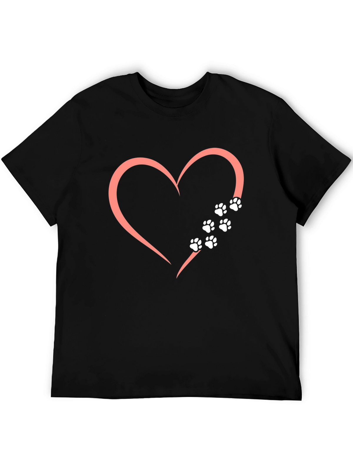 Heart Paw Print Graphic T-Shirt - Black