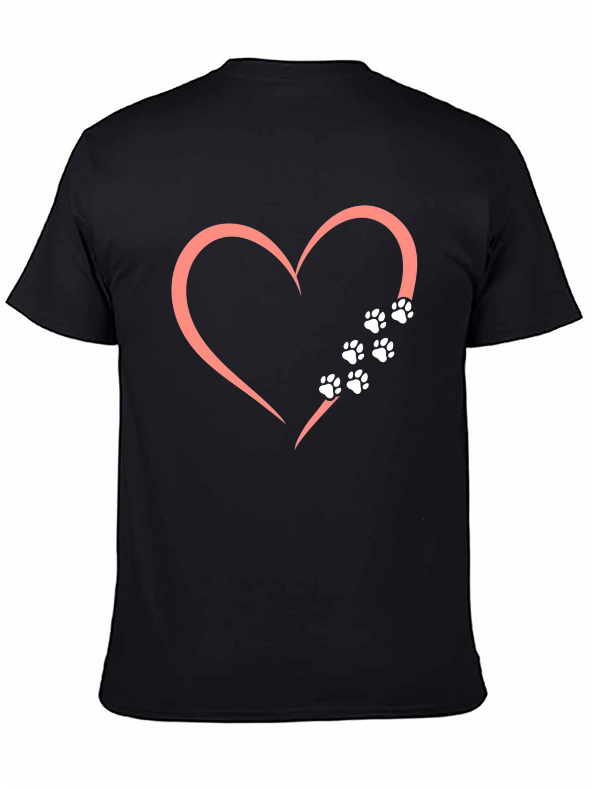 Heart Paw Print Graphic T-Shirt - Black
