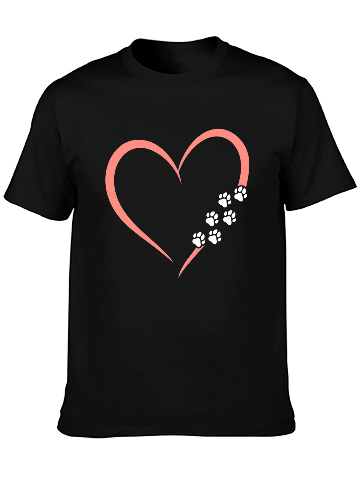 Heart Paw Print Graphic T-Shirt - Black
