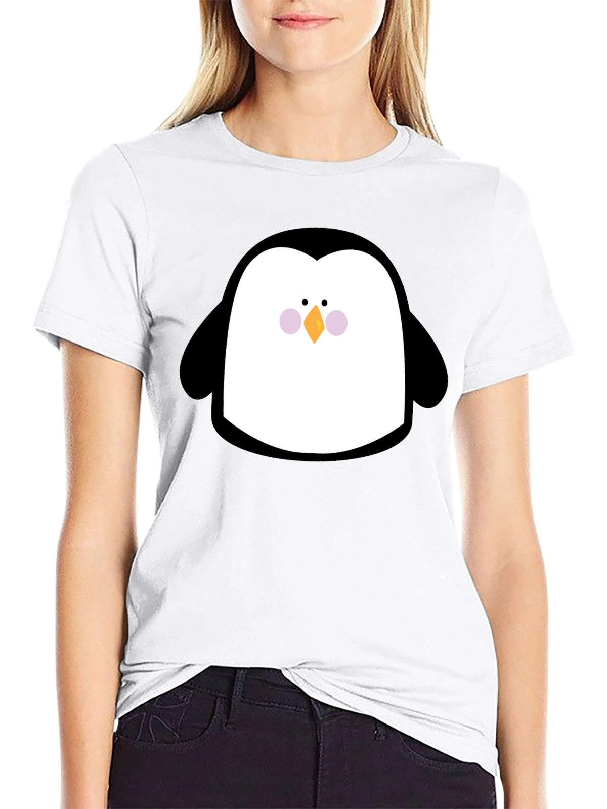 Cute Penguin Graphic Print Black T-Shirt
