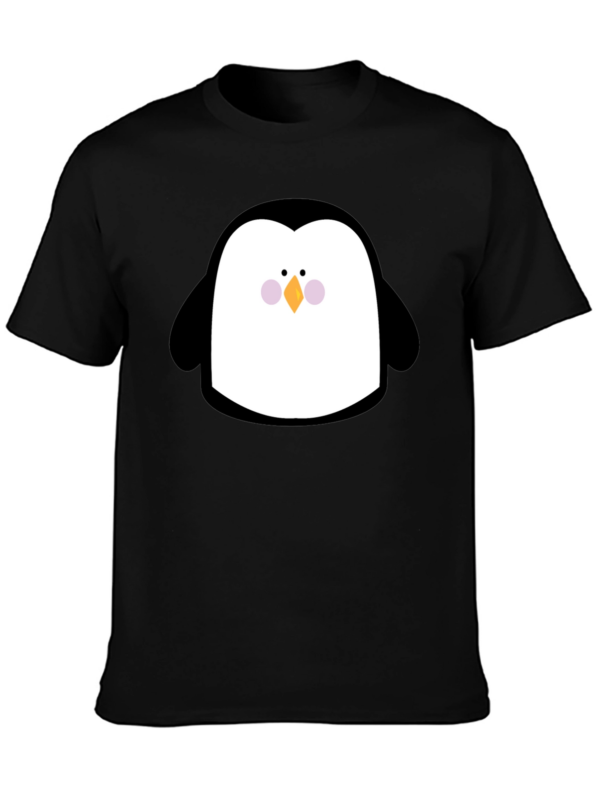 Cute Penguin Graphic Print Black T-Shirt