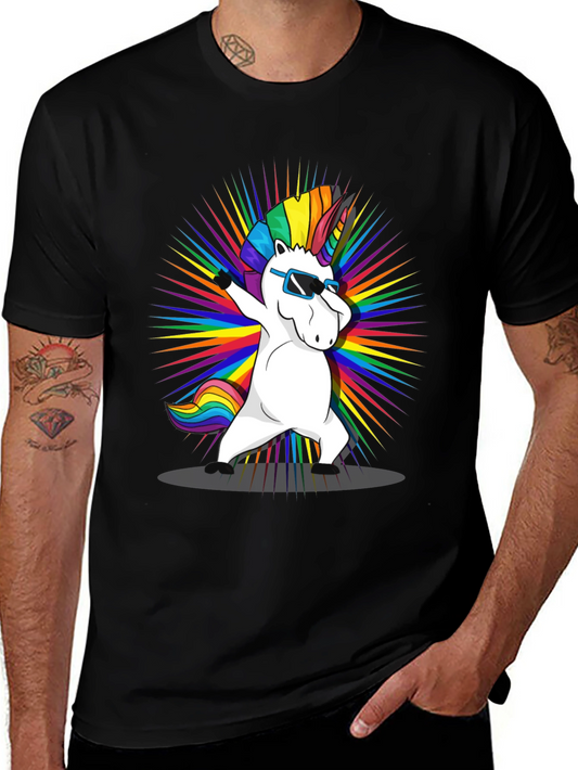 Dabbing Unicorn Rainbow Graphic T-Shirt