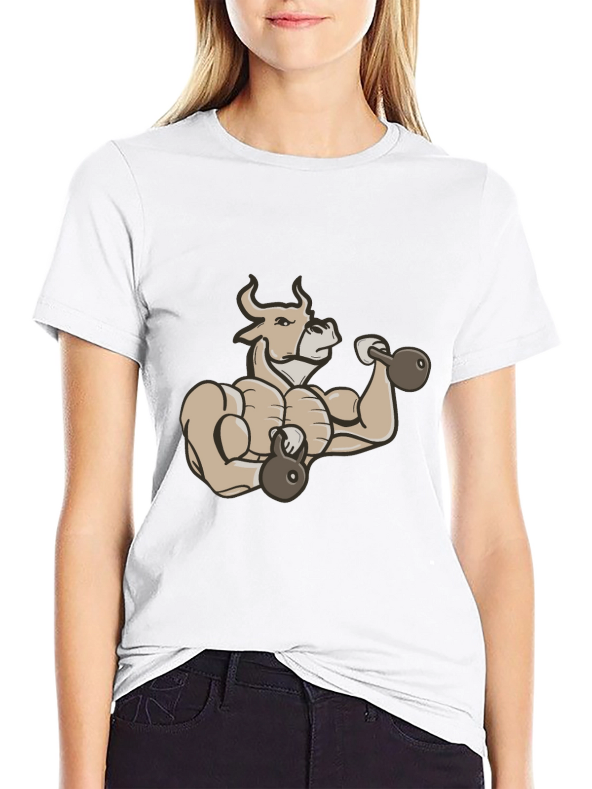 Muscular Bull Workout Graphic T-Shirt