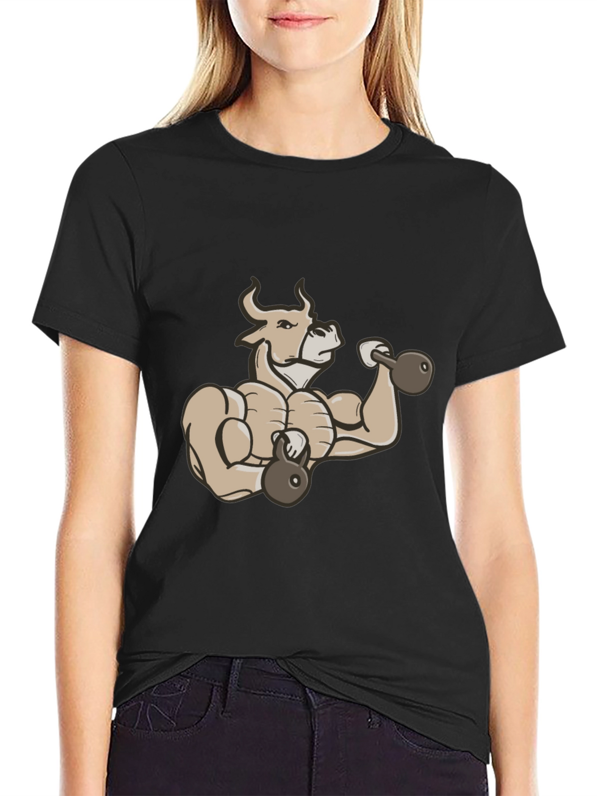 Muscular Bull Workout Graphic T-Shirt