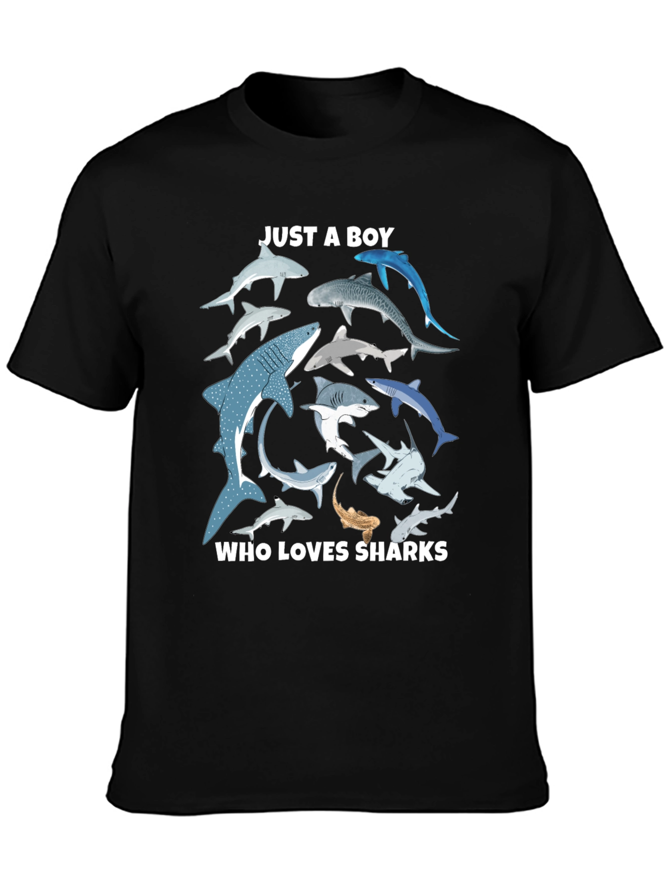 Shark Lover Boys Graphic T-Shirt - Black