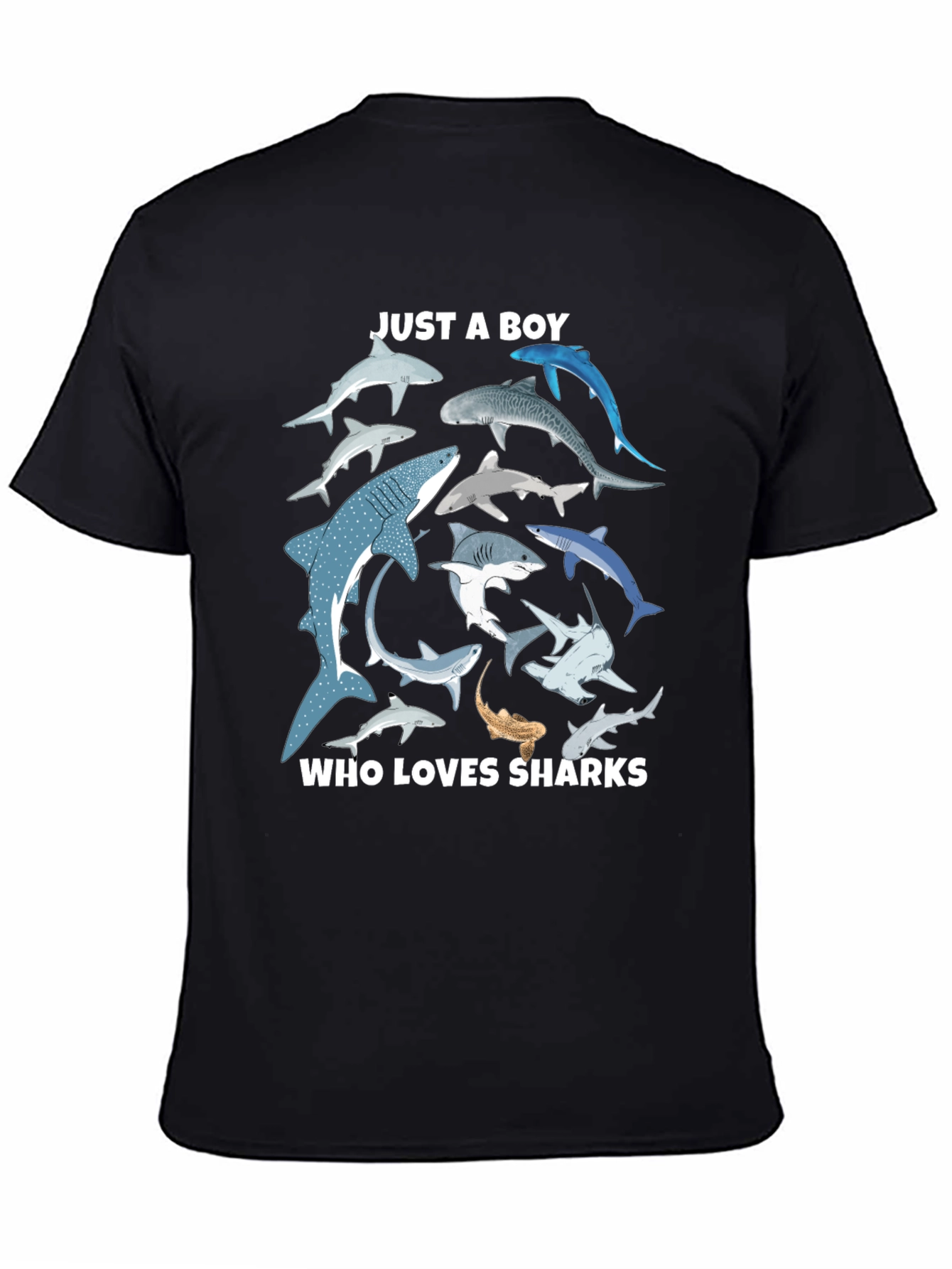 Shark Lover Boys Graphic T-Shirt - Black
