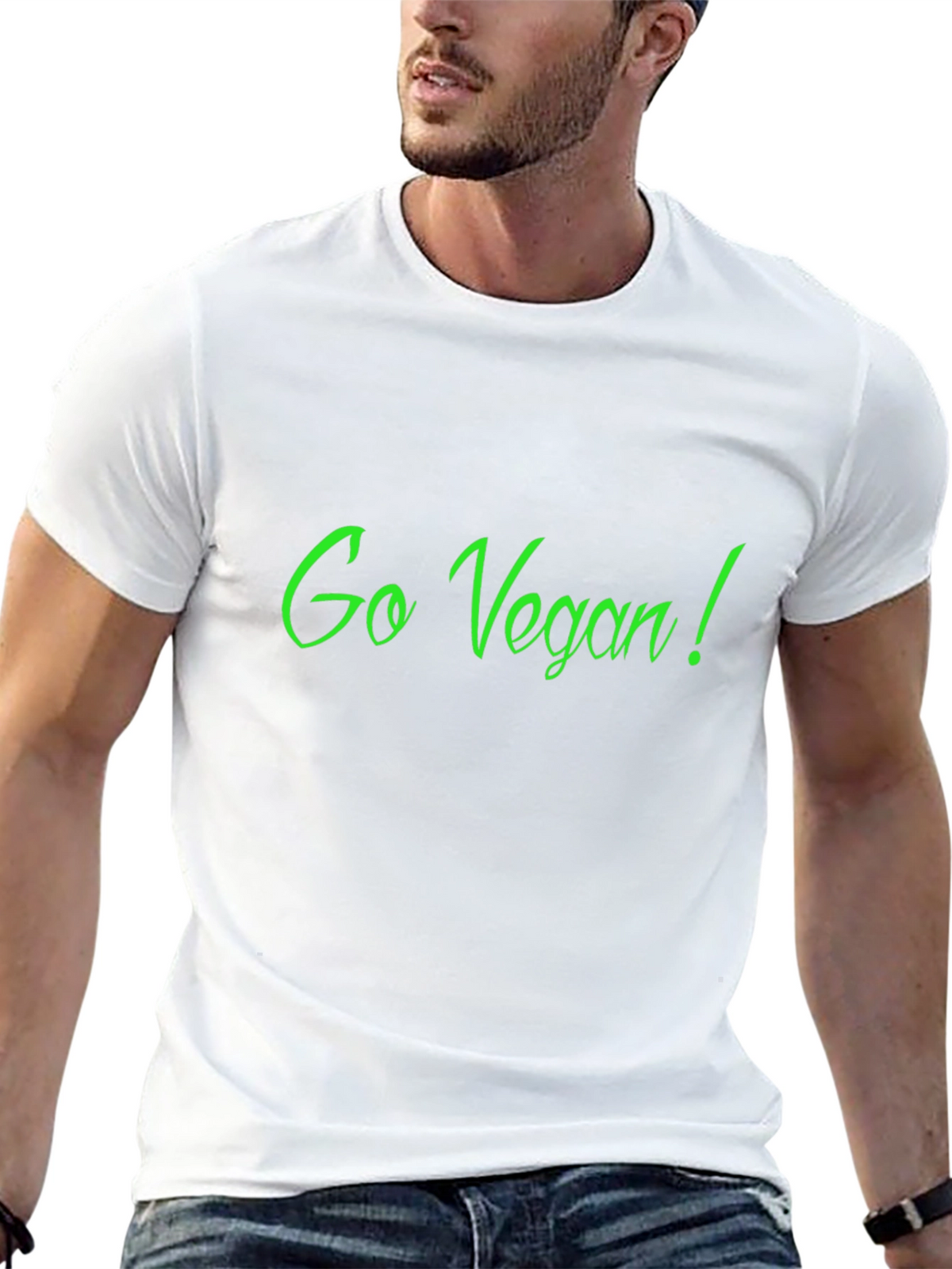 Go Vegan! Black Crew Neck Graphic Tee