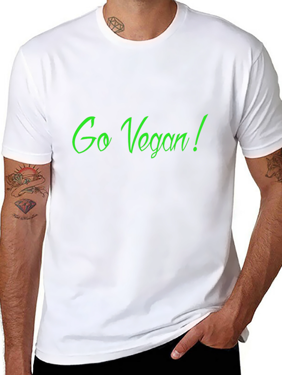 Go Vegan! Black Crew Neck Graphic Tee
