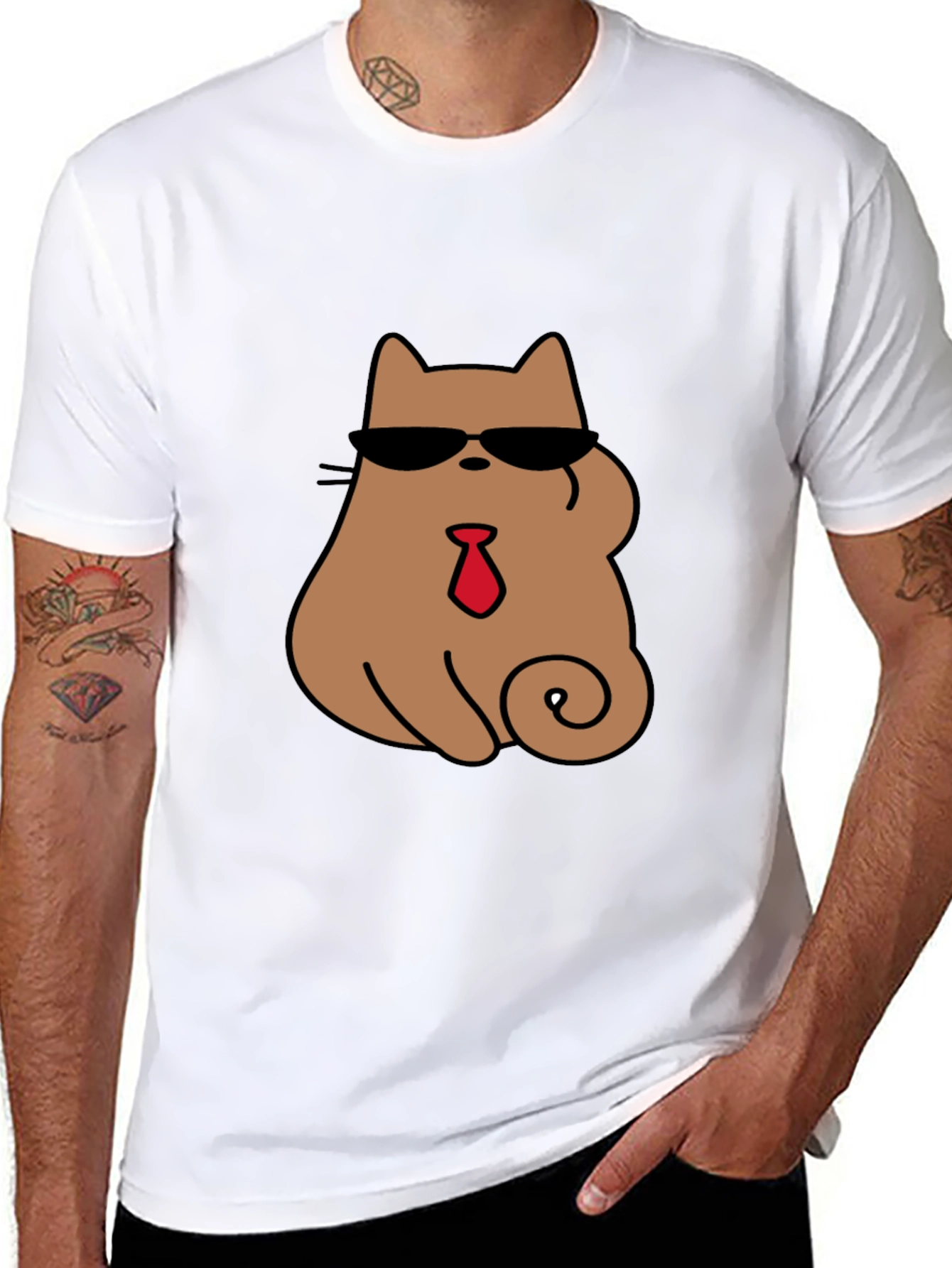 Cool Cat Tee - Shades & Tie