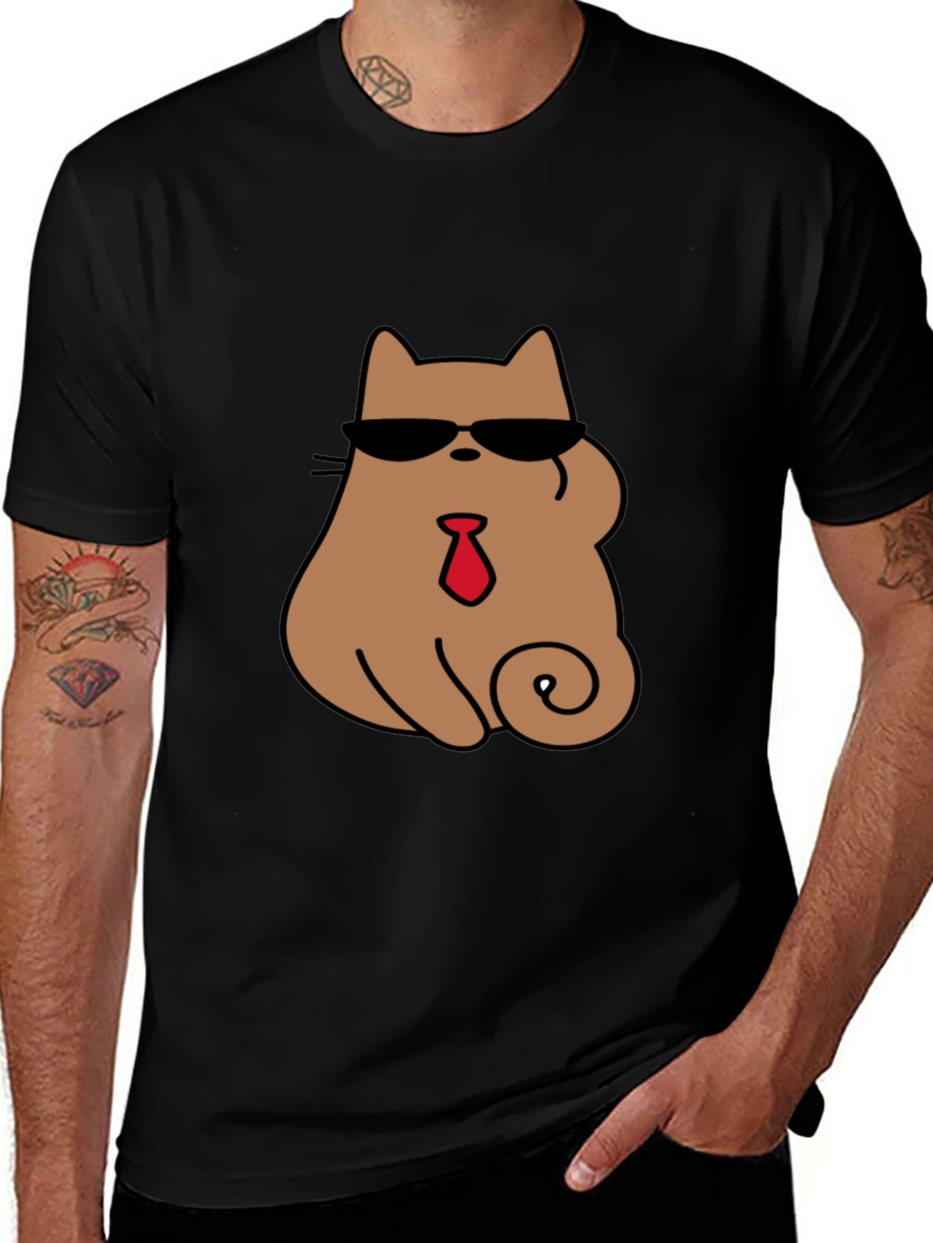 Cool Cat Tee - Shades & Tie