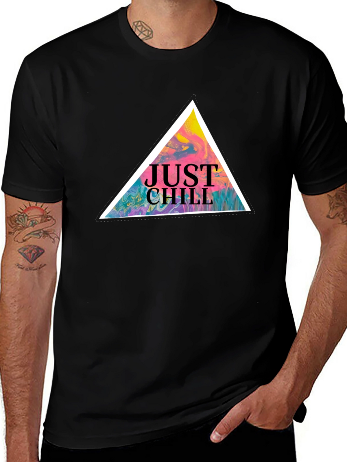 Just Chill Graphic Tee - Black Cotton T-Shirt