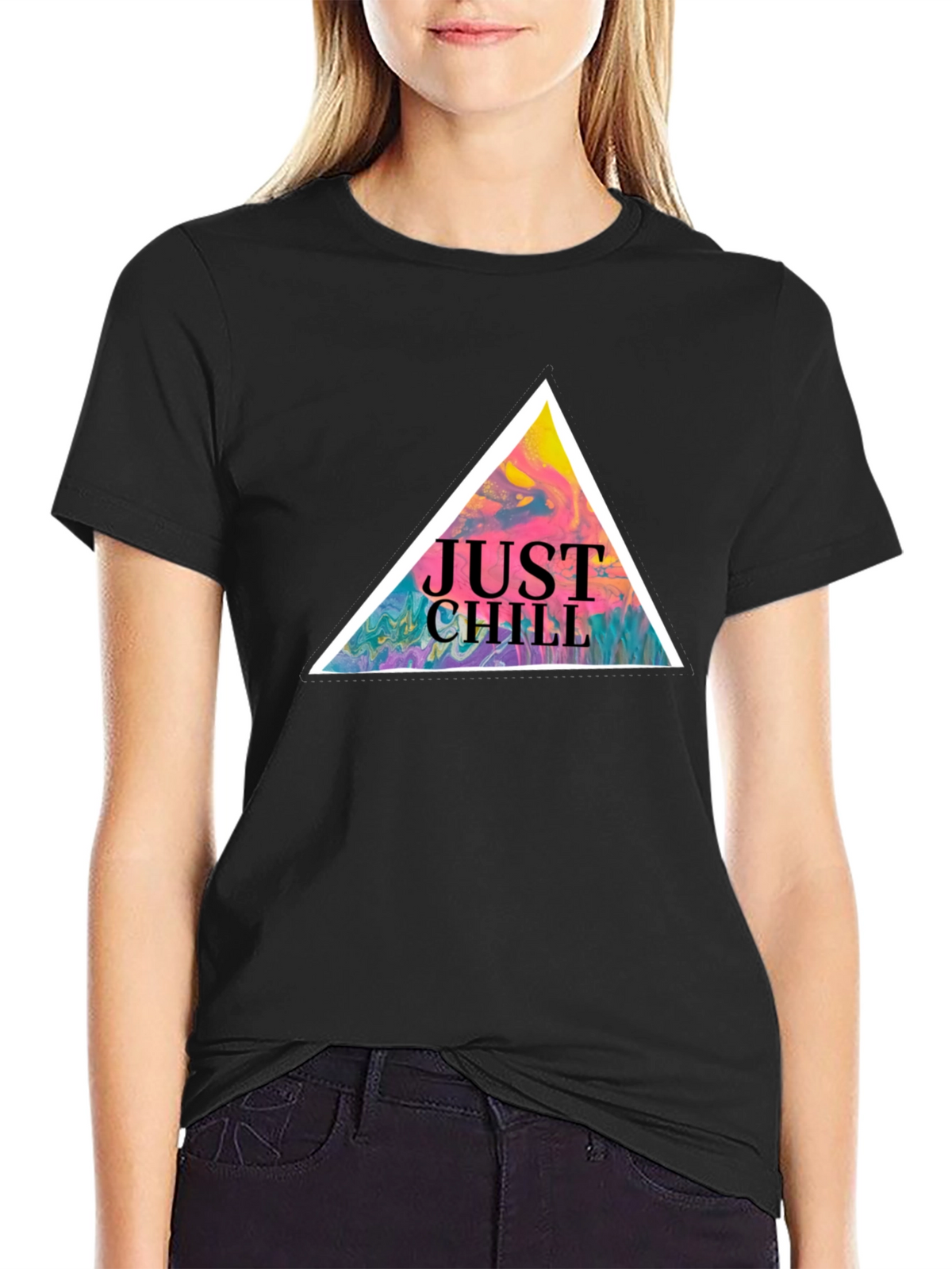 Just Chill Graphic Tee - Black Cotton T-Shirt