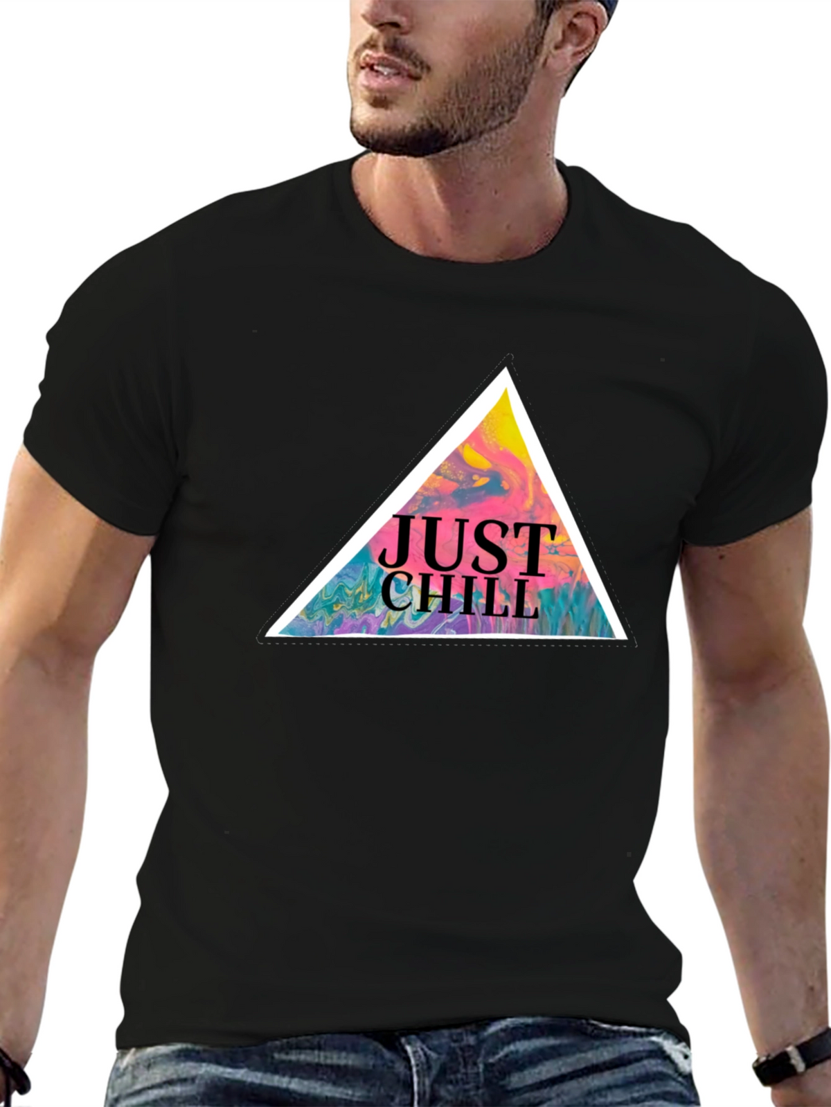 Just Chill Graphic Tee - Black Cotton T-Shirt