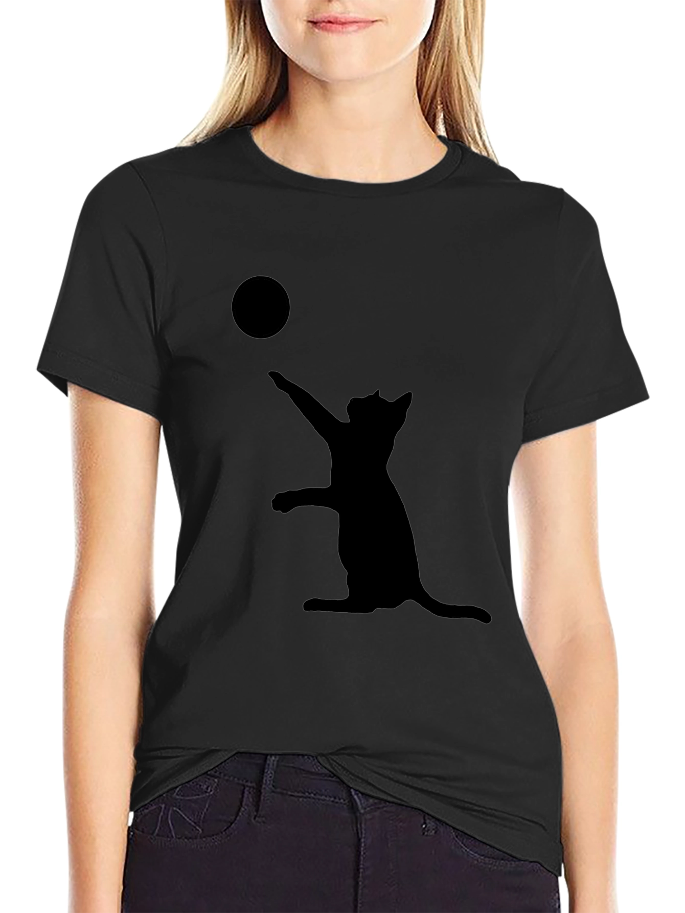 Cat and Ball Black T-Shirt
