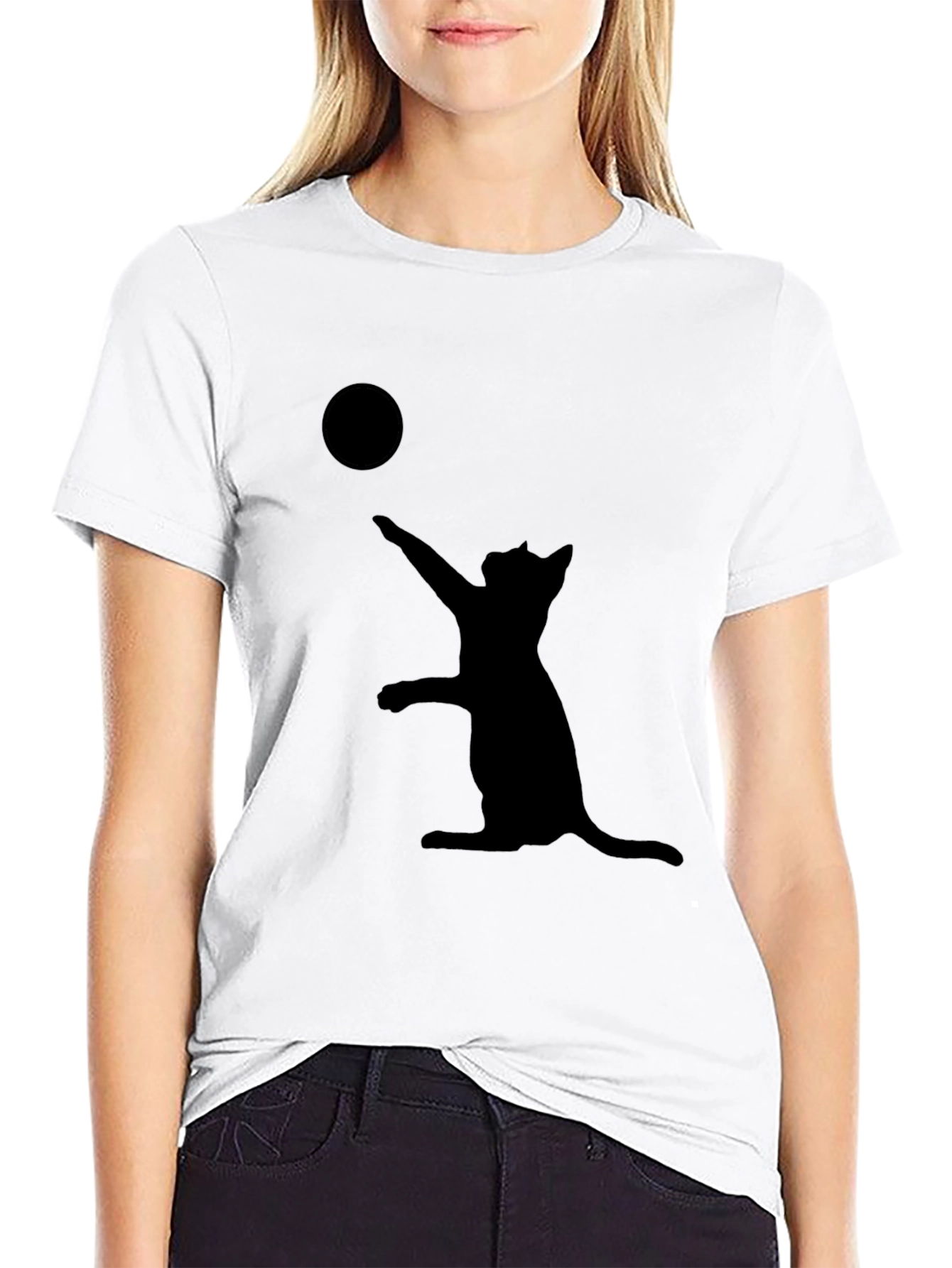Cat and Ball Black T-Shirt