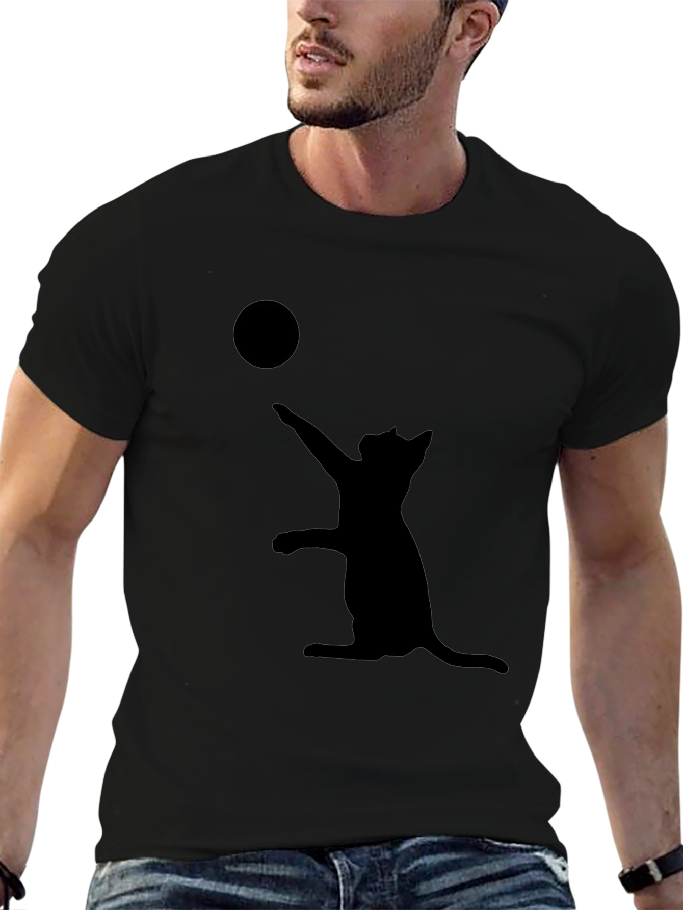 Cat and Ball Black T-Shirt