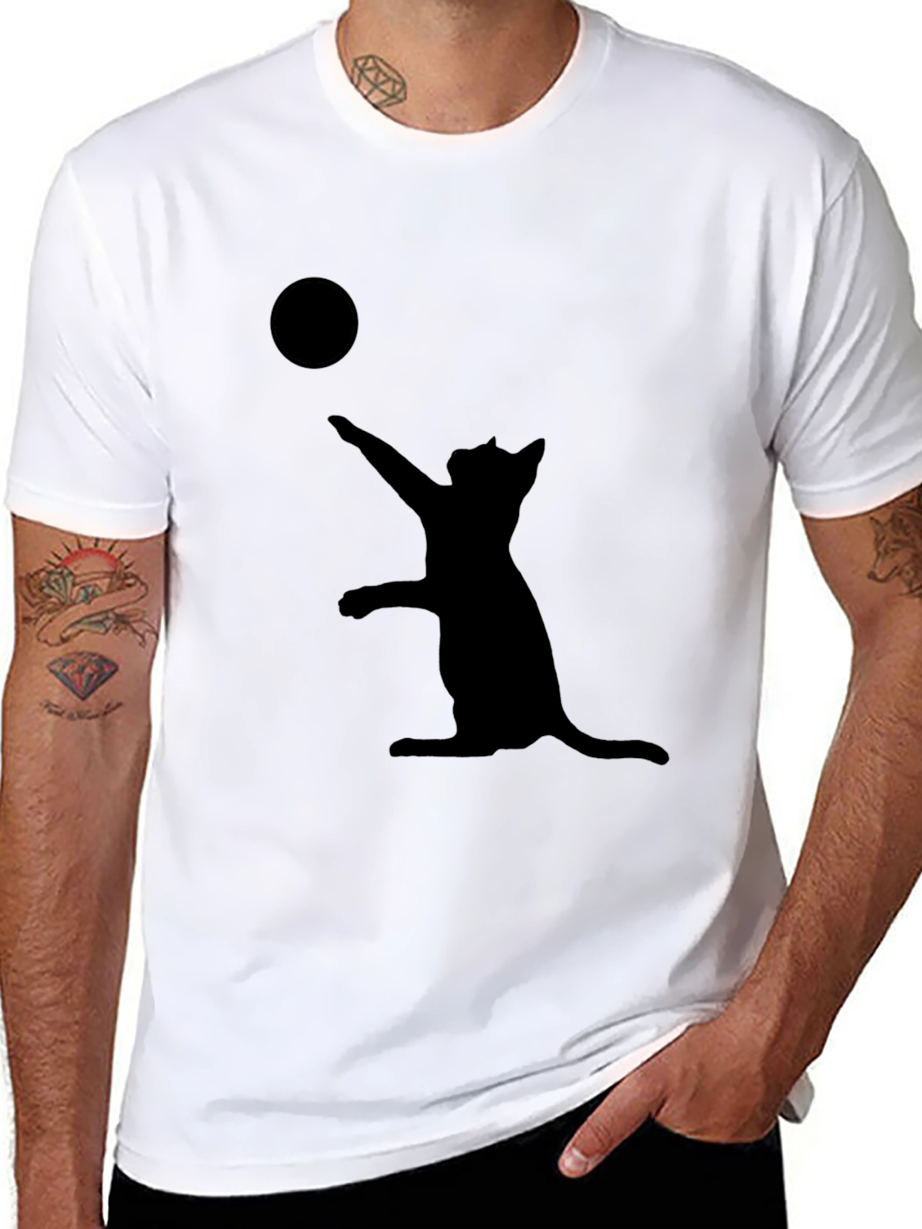 Cat and Ball Black T-Shirt