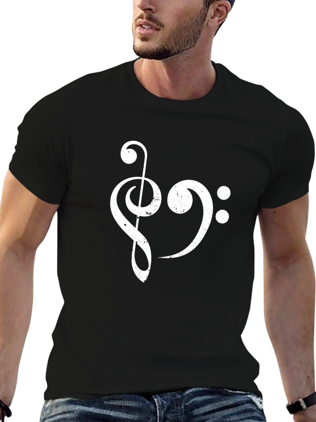 Musical Note Graphic Tee - Black Cotton T-Shirt