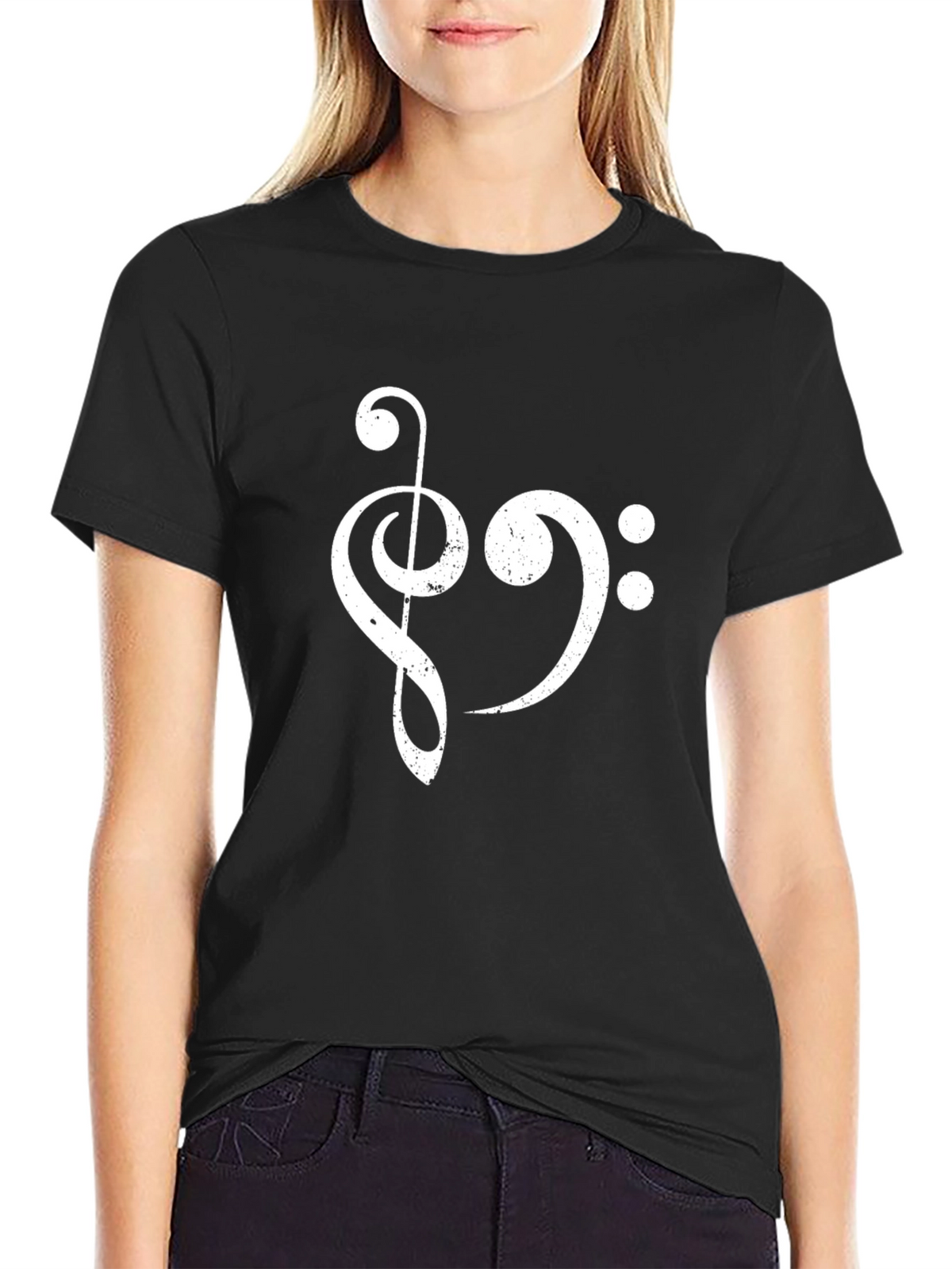 Musical Note Graphic Tee - Black Cotton T-Shirt