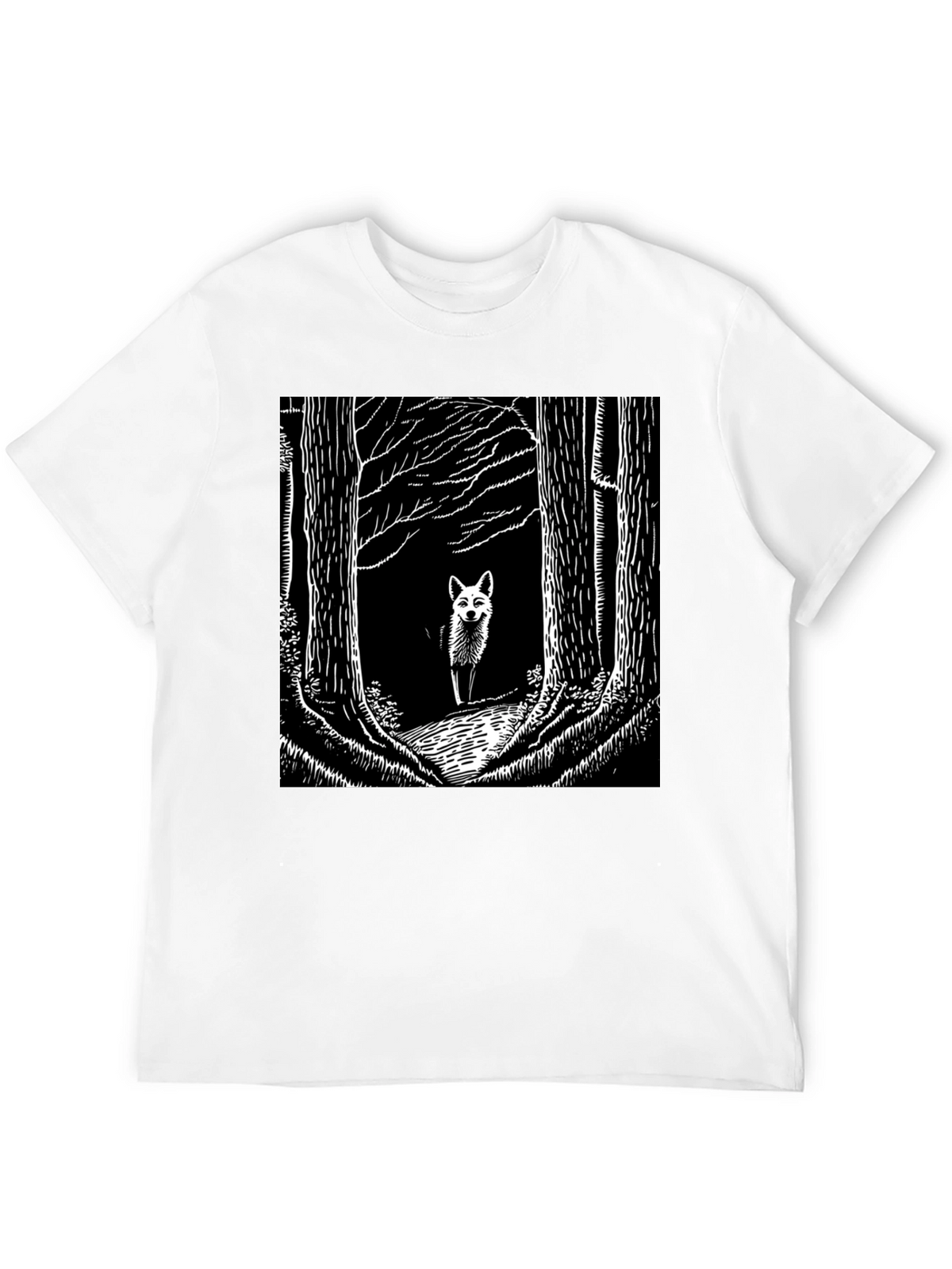Fox in Woods Black T-Shirt