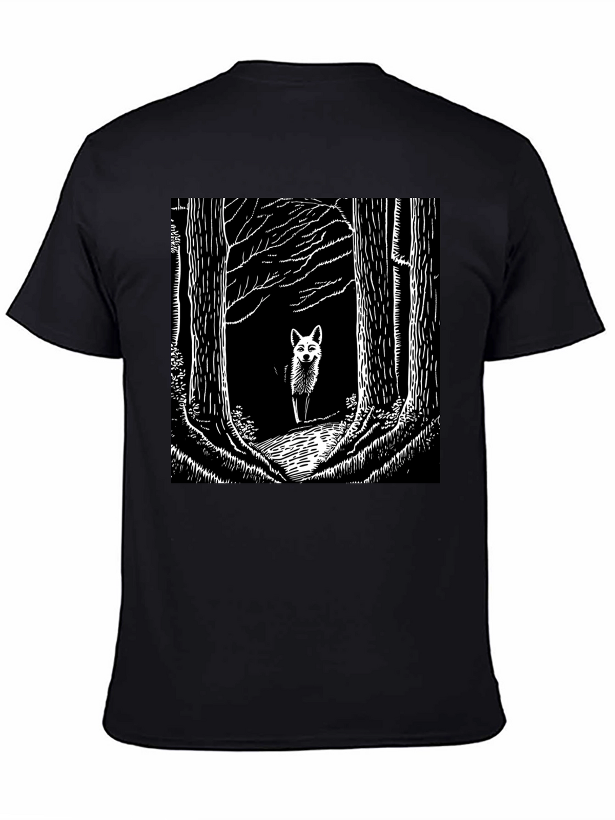 Fox in Woods Black T-Shirt