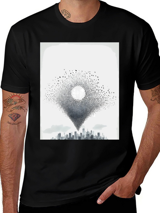 Abstract Bird City T-Shirt - Artistic Design