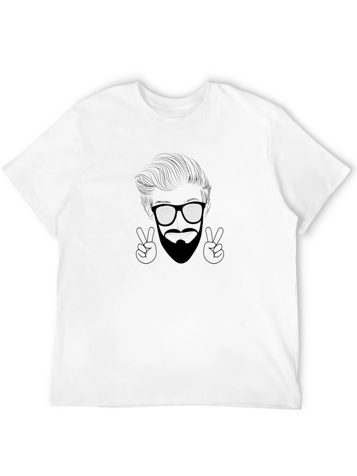 Cool Graphic Tee - Bearded Face & Peace Signs
