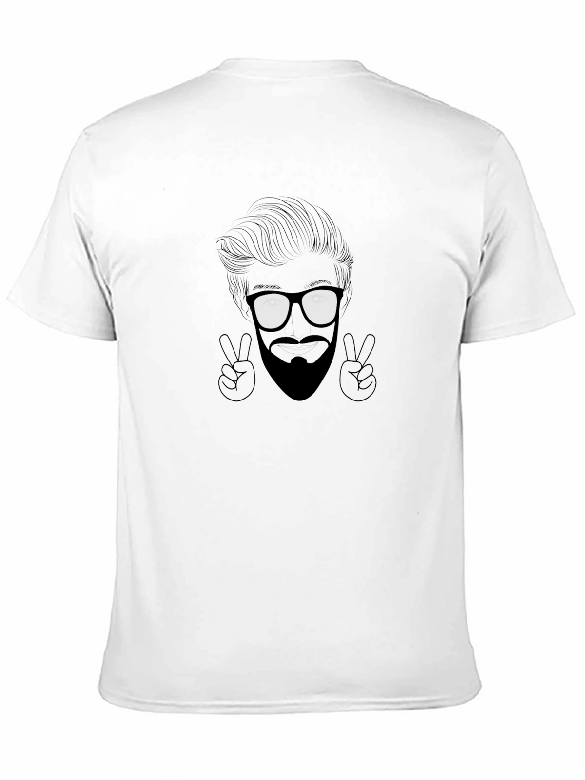 Cool Graphic Tee - Bearded Face & Peace Signs