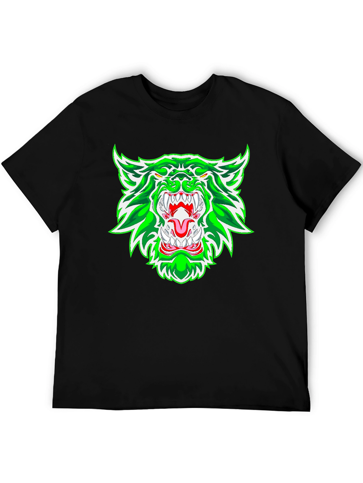 Green Rage Wolf Graphic Print Tee