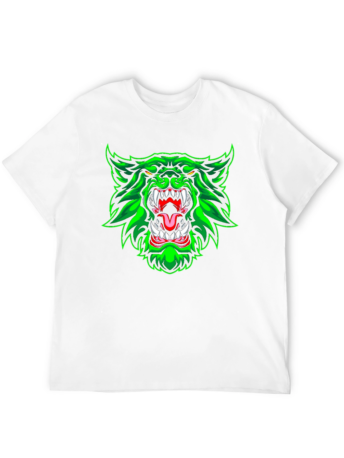 Green Rage Wolf Graphic Print Tee