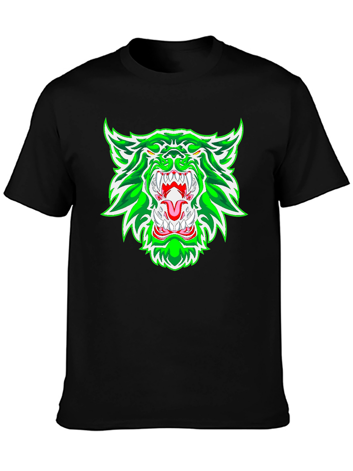 Green Rage Wolf Graphic Print Tee