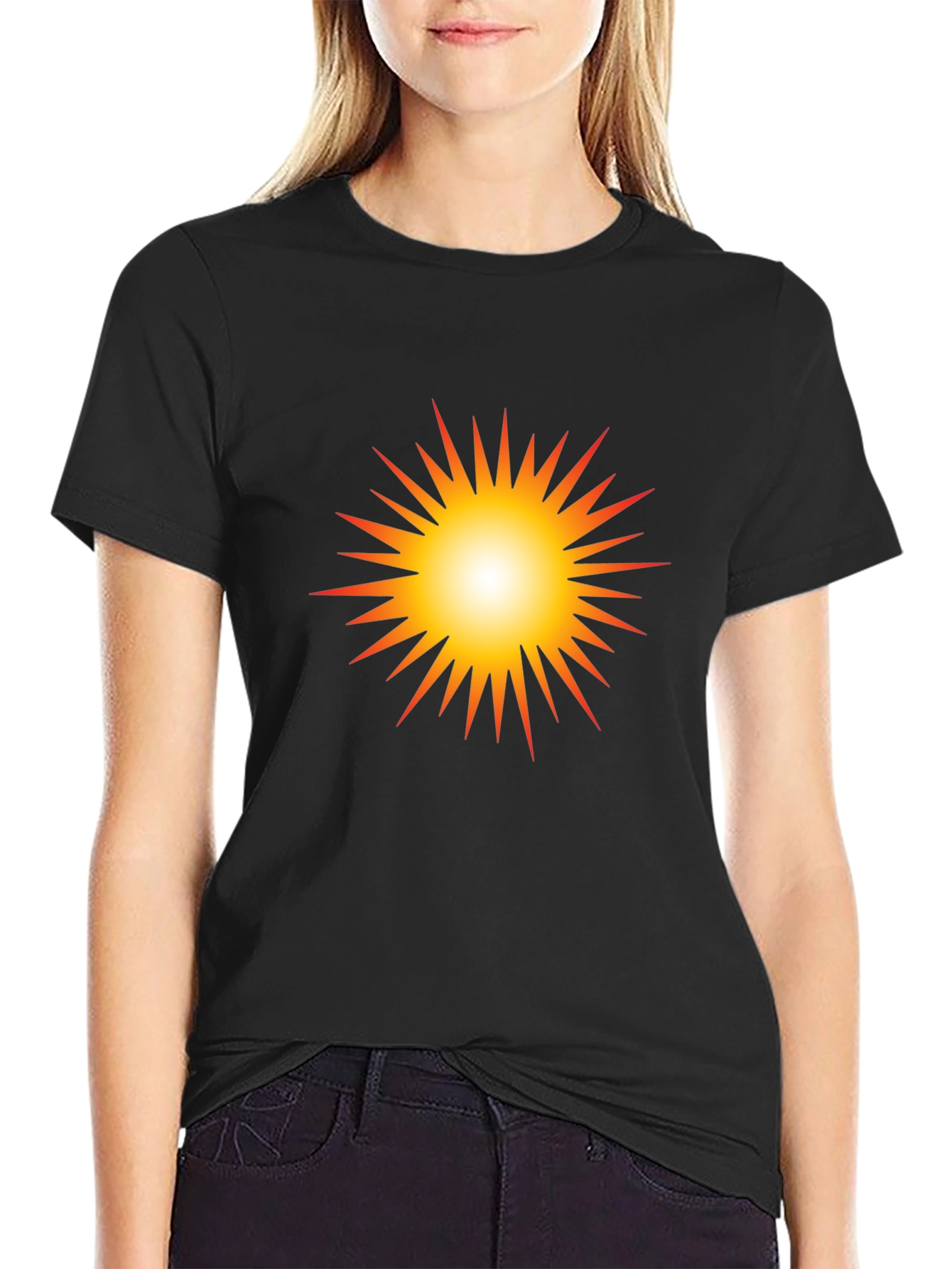Radiant Sunburst Graphic Black T-Shirt