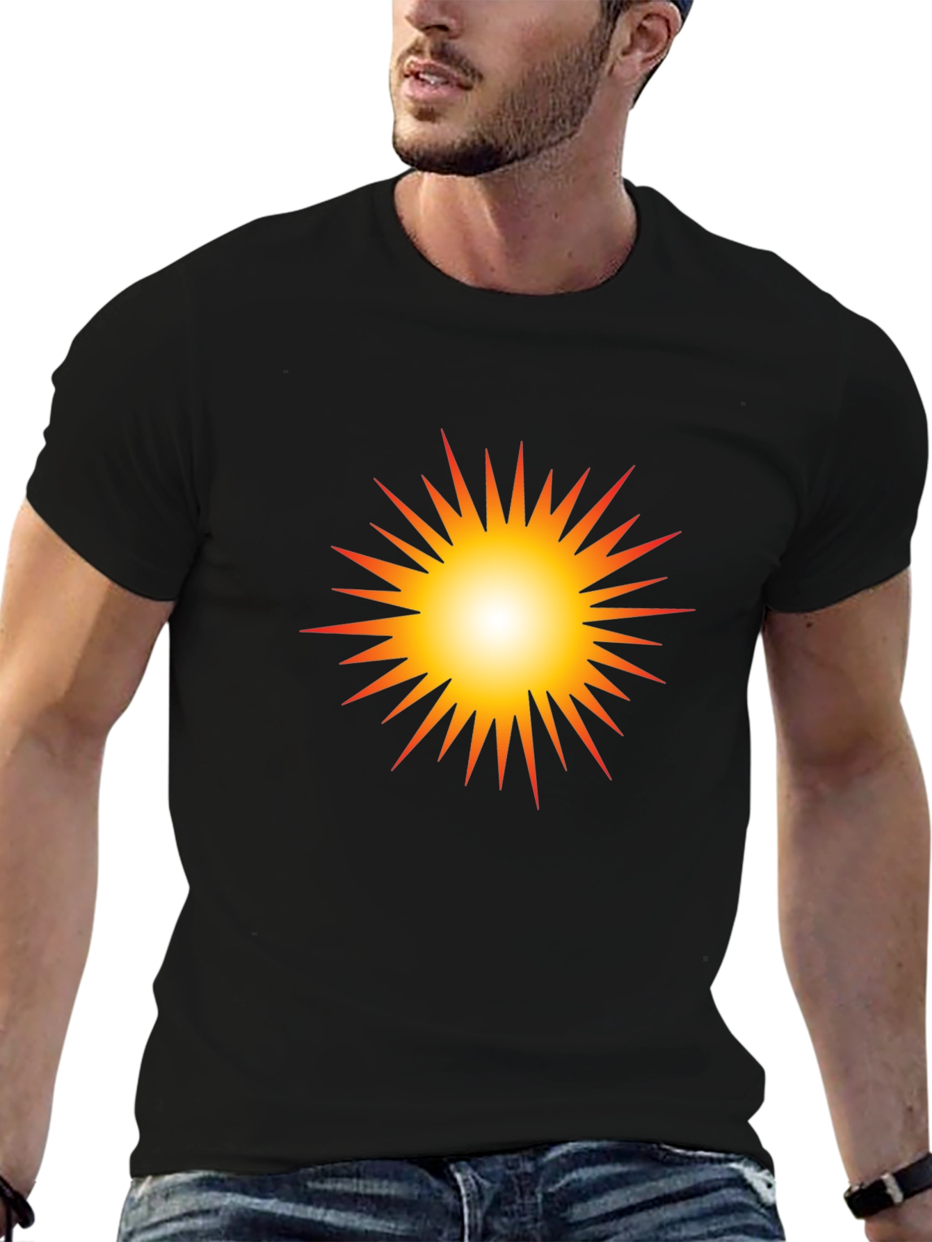 Radiant Sunburst Graphic Black T-Shirt