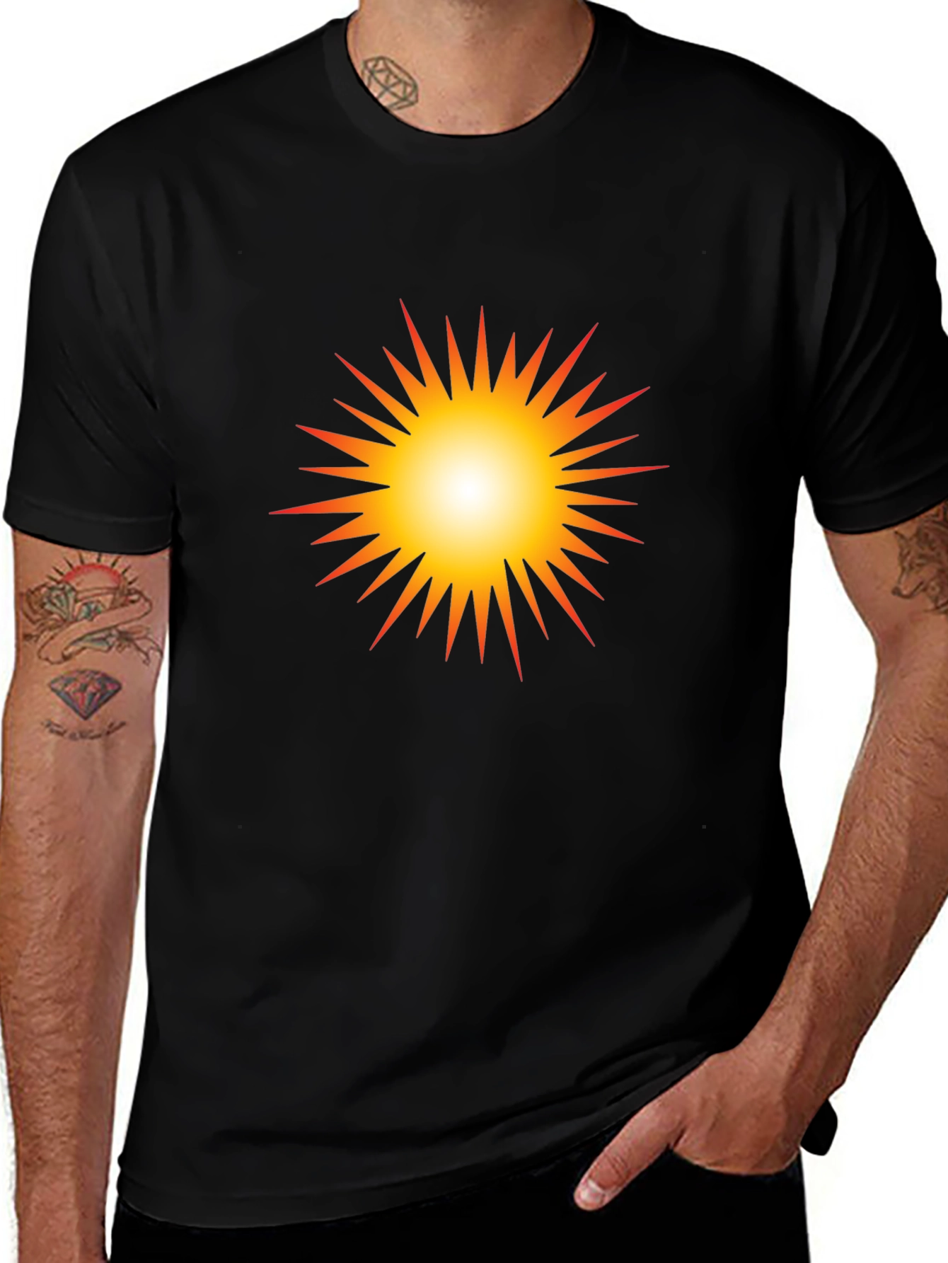 Radiant Sunburst Graphic Black T-Shirt