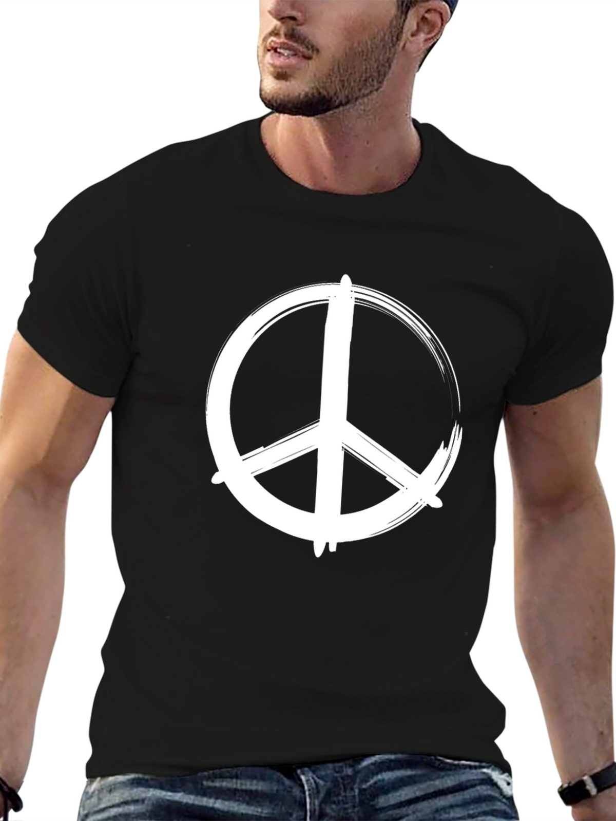 Peace Sign Graphic Tee - Stylish Black T-Shirt