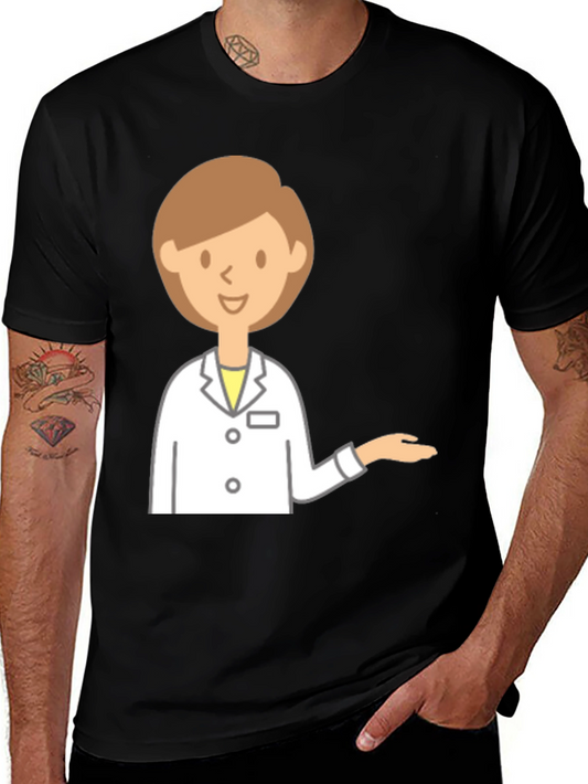 Doctor Cartoon Graphic Black T-Shirt