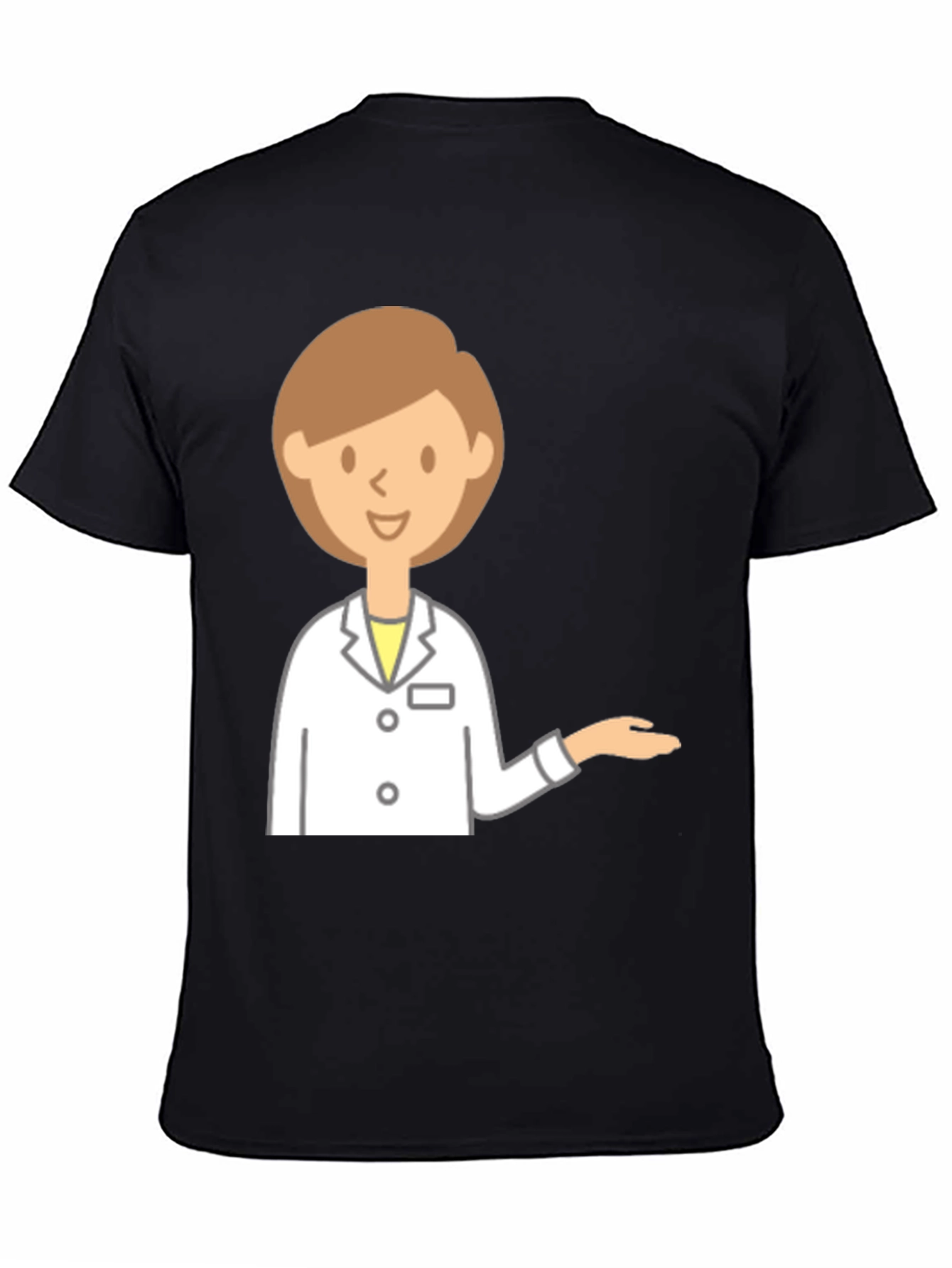 Doctor Cartoon Graphic Black T-Shirt