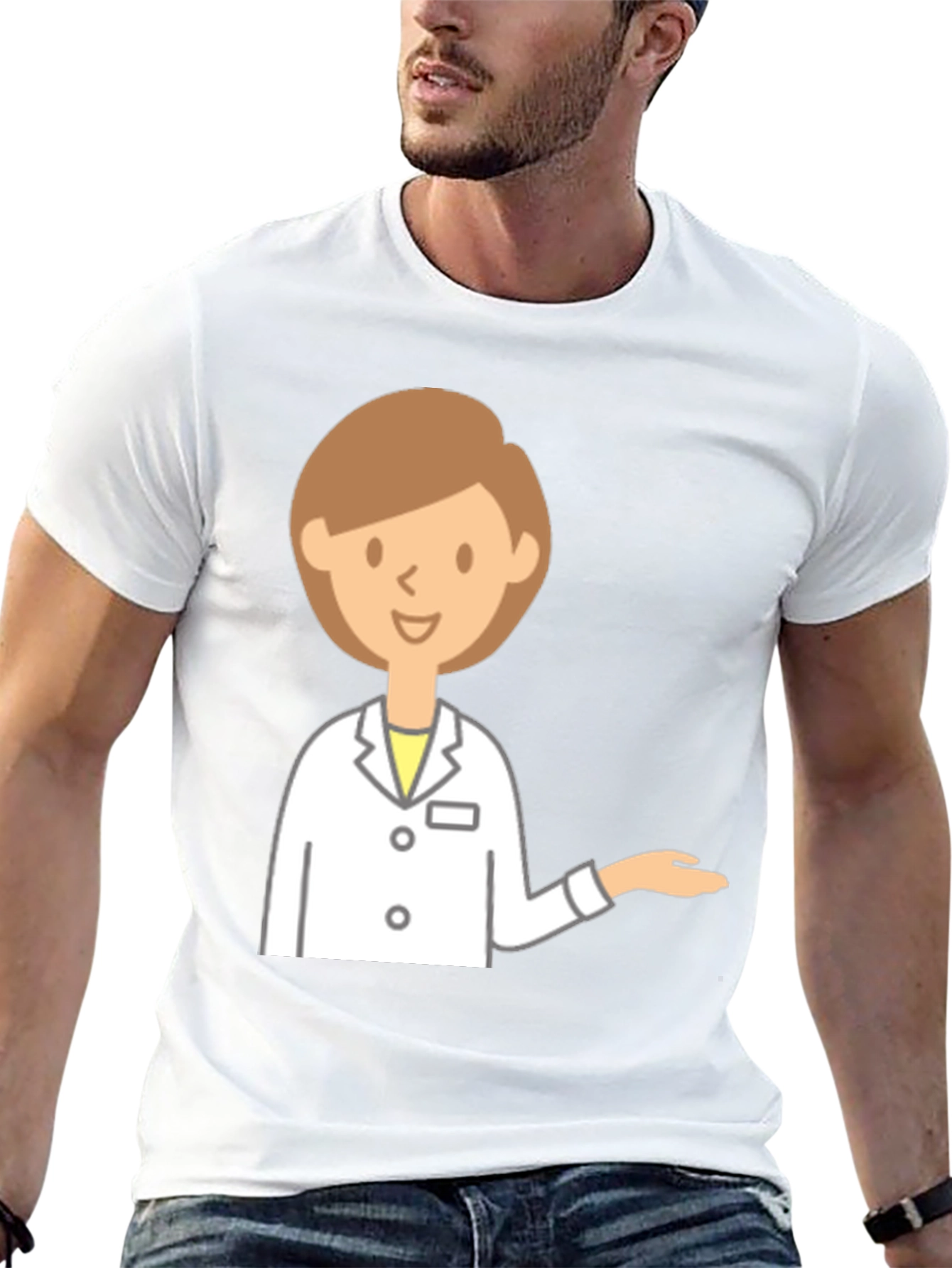 Doctor Cartoon Graphic Black T-Shirt