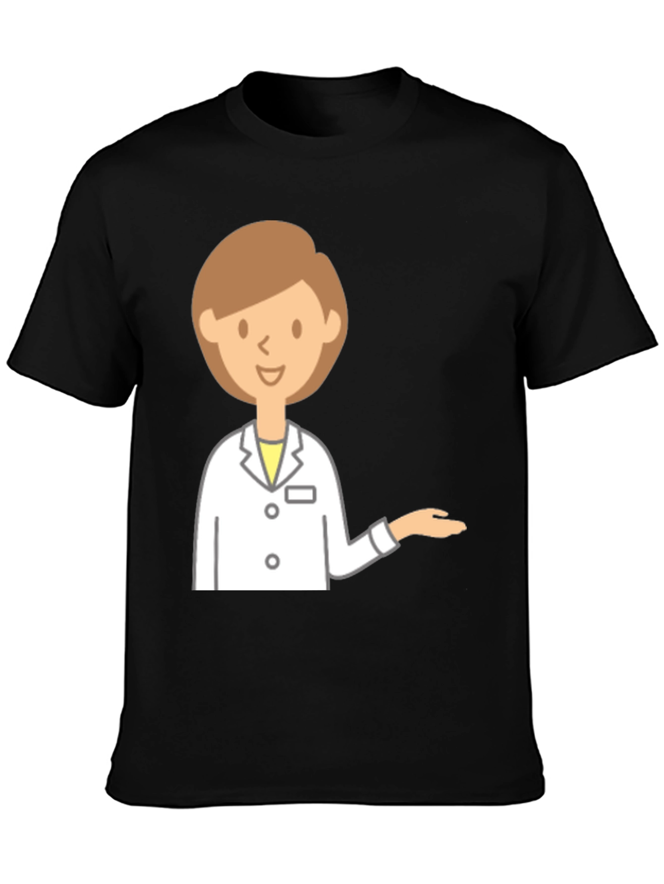 Doctor Cartoon Graphic Black T-Shirt
