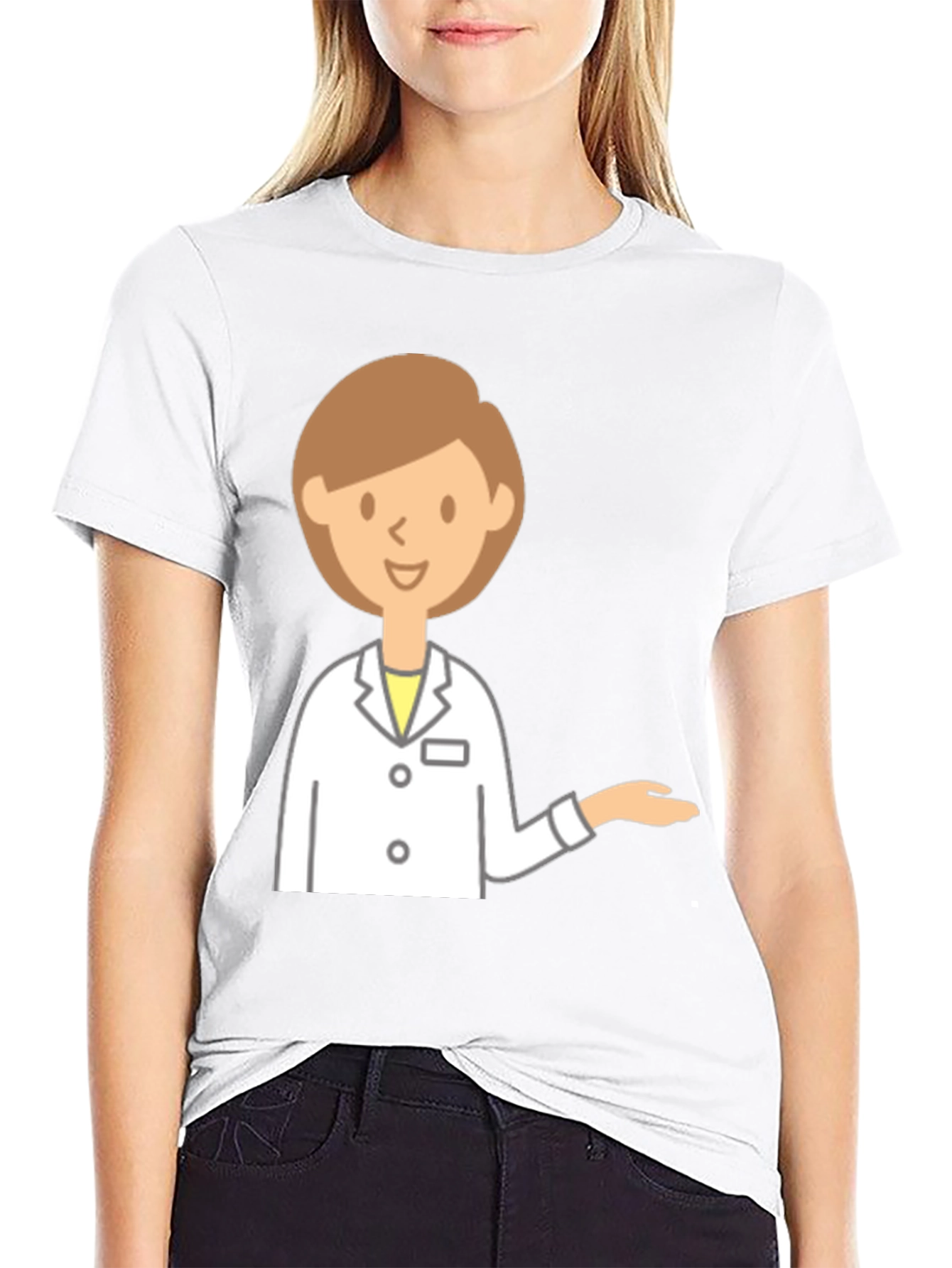 Doctor Cartoon Graphic Black T-Shirt