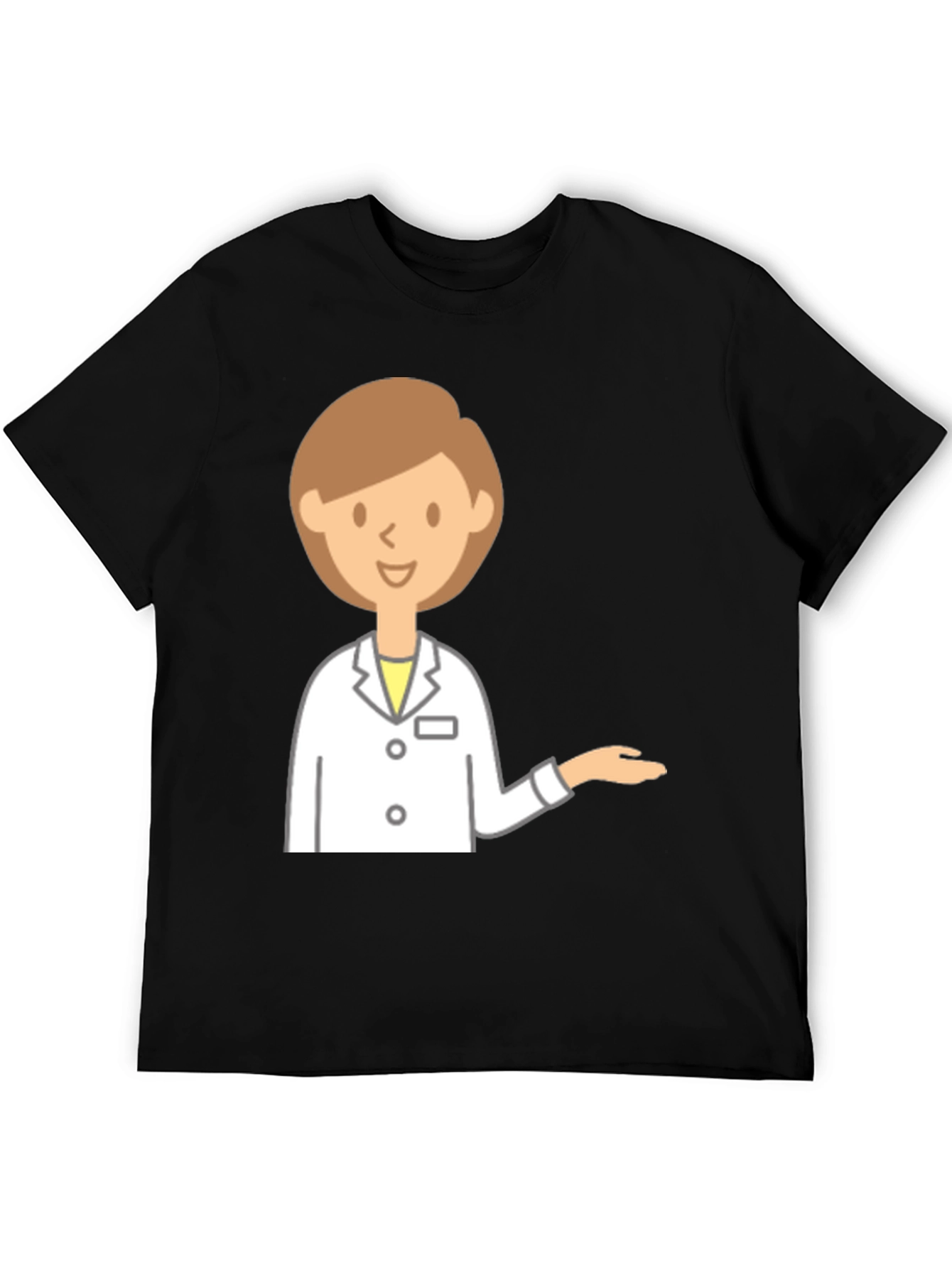 Doctor Cartoon Graphic Black T-Shirt