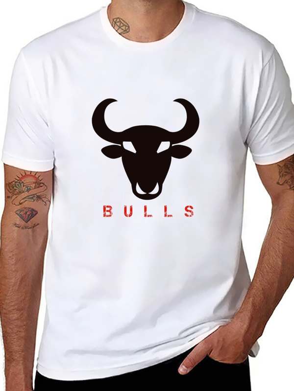 Mens Black Bulls Graphic Tee